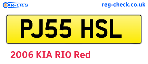 PJ55HSL are the vehicle registration plates.