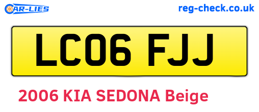 LC06FJJ are the vehicle registration plates.