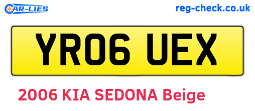 YR06UEX are the vehicle registration plates.