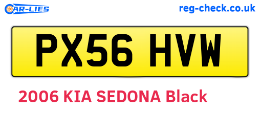 PX56HVW are the vehicle registration plates.