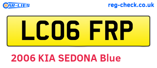 LC06FRP are the vehicle registration plates.