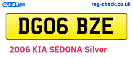 DG06BZE are the vehicle registration plates.