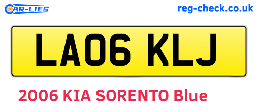 LA06KLJ are the vehicle registration plates.
