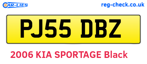 PJ55DBZ are the vehicle registration plates.