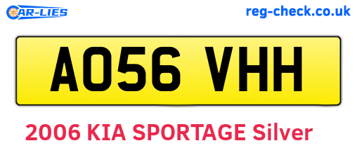 AO56VHH are the vehicle registration plates.