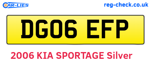 DG06EFP are the vehicle registration plates.