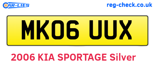 MK06UUX are the vehicle registration plates.