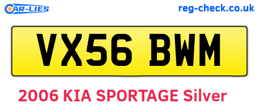 VX56BWM are the vehicle registration plates.
