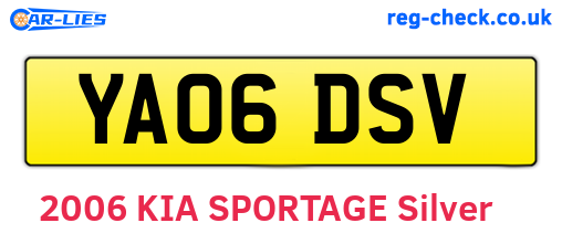 YA06DSV are the vehicle registration plates.