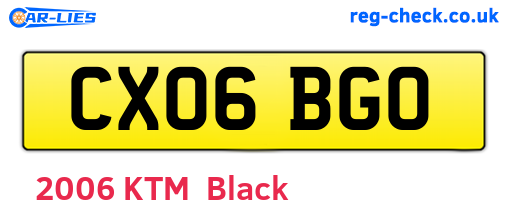 CX06BGO are the vehicle registration plates.