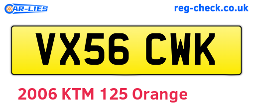 VX56CWK are the vehicle registration plates.