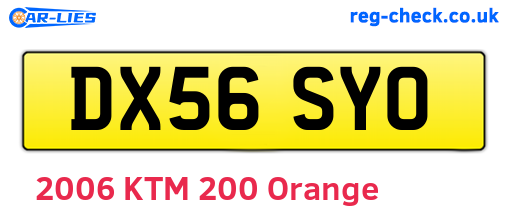 DX56SYO are the vehicle registration plates.