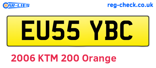 EU55YBC are the vehicle registration plates.