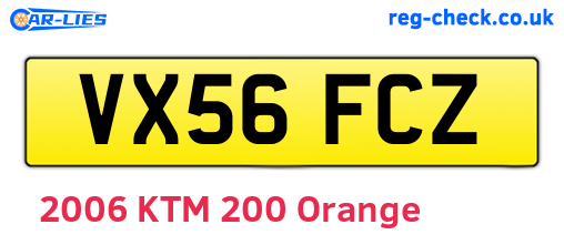 VX56FCZ are the vehicle registration plates.