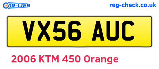 VX56AUC are the vehicle registration plates.