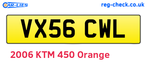 VX56CWL are the vehicle registration plates.