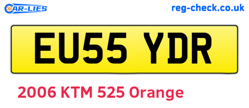 EU55YDR are the vehicle registration plates.