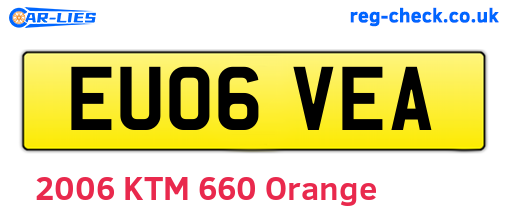 EU06VEA are the vehicle registration plates.