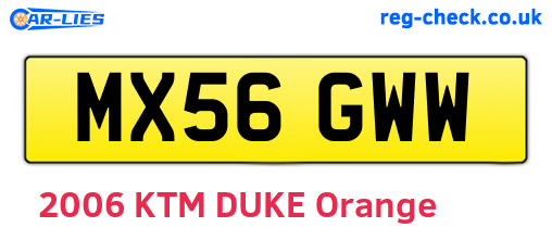 MX56GWW are the vehicle registration plates.