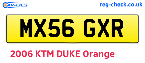MX56GXR are the vehicle registration plates.
