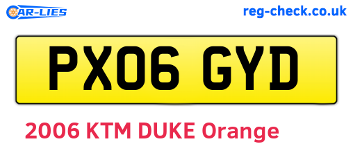 PX06GYD are the vehicle registration plates.