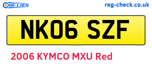 NK06SZF are the vehicle registration plates.