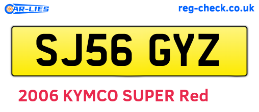 SJ56GYZ are the vehicle registration plates.