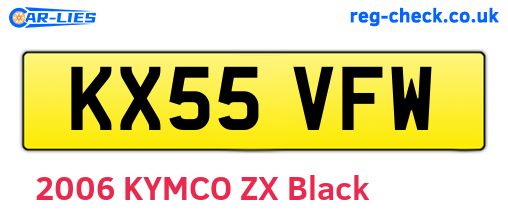KX55VFW are the vehicle registration plates.