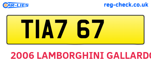 TIA767 are the vehicle registration plates.