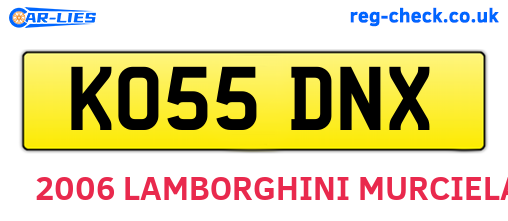 KO55DNX are the vehicle registration plates.