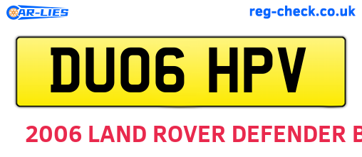 DU06HPV are the vehicle registration plates.