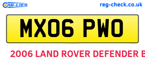 MX06PWO are the vehicle registration plates.