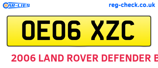 OE06XZC are the vehicle registration plates.