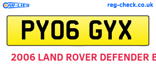 PY06GYX are the vehicle registration plates.
