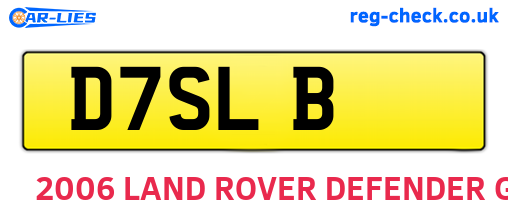D7SLB are the vehicle registration plates.