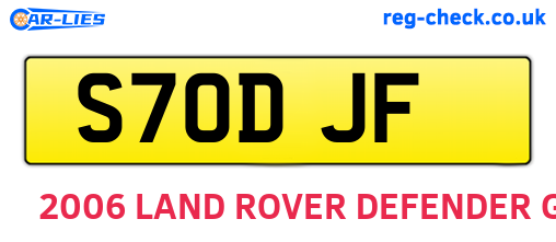 S70DJF are the vehicle registration plates.