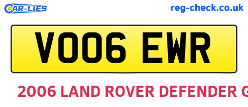 VO06EWR are the vehicle registration plates.