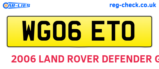 WG06ETO are the vehicle registration plates.