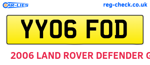 YY06FOD are the vehicle registration plates.