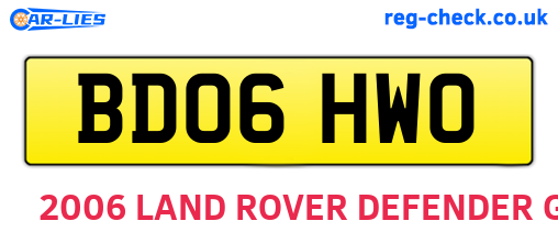 BD06HWO are the vehicle registration plates.