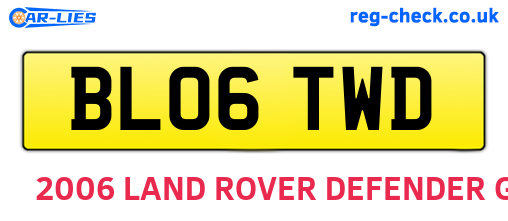 BL06TWD are the vehicle registration plates.