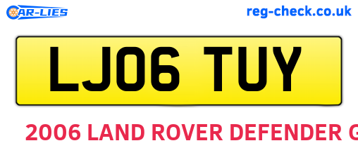 LJ06TUY are the vehicle registration plates.