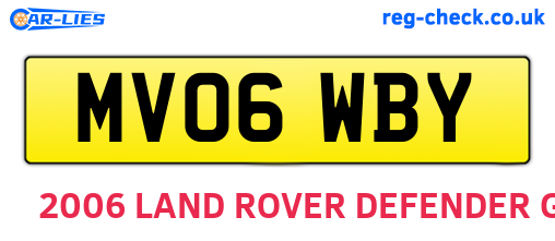 MV06WBY are the vehicle registration plates.