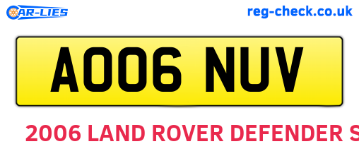 AO06NUV are the vehicle registration plates.