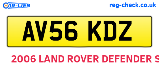 AV56KDZ are the vehicle registration plates.