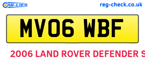 MV06WBF are the vehicle registration plates.