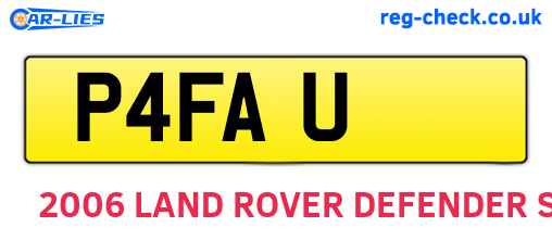 P4FAU are the vehicle registration plates.