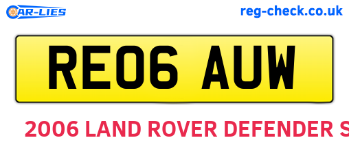 RE06AUW are the vehicle registration plates.