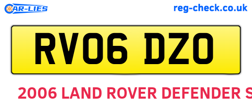 RV06DZO are the vehicle registration plates.