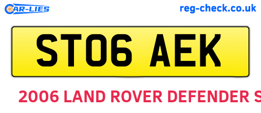 ST06AEK are the vehicle registration plates.